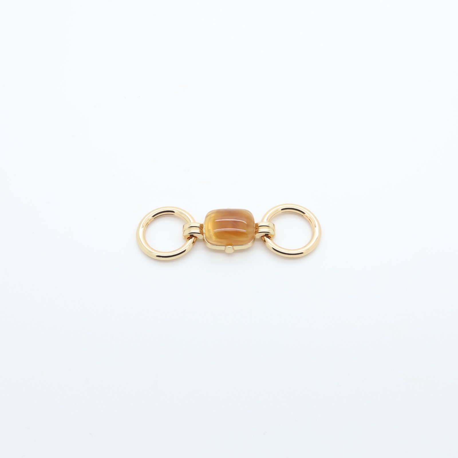 Connecteur en métal doré à deux boucles avec pierre ambre