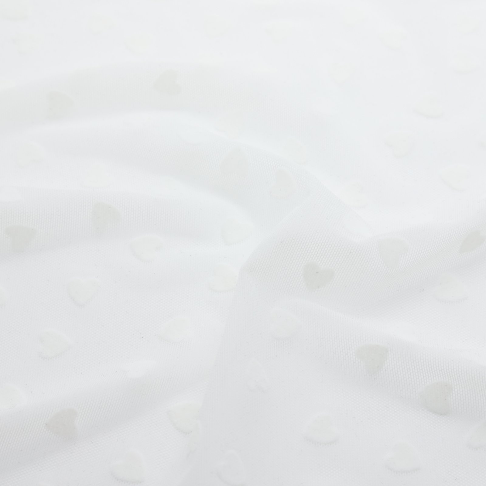 Tissu en résille extensible avec flocage cœur velours