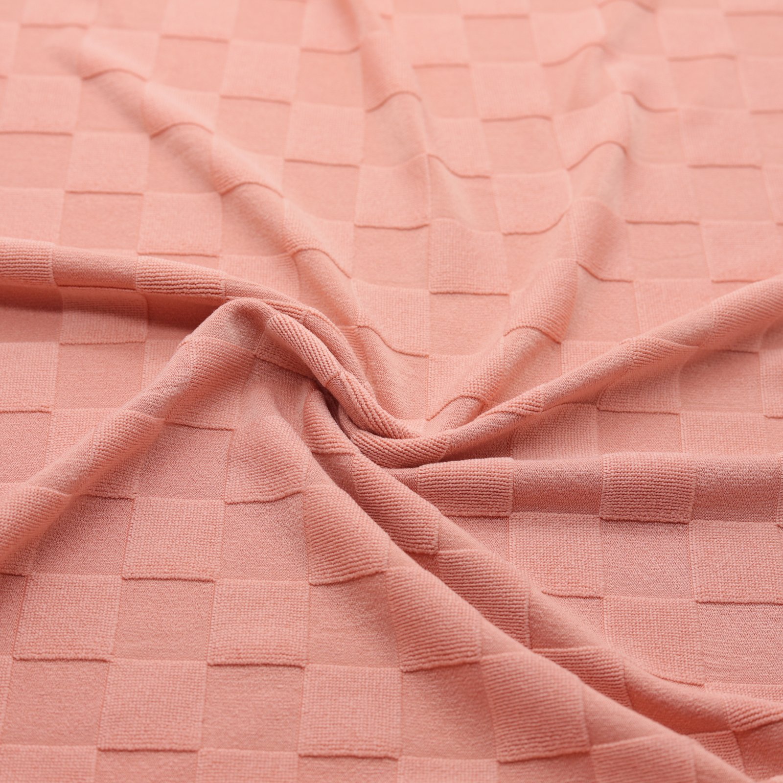 Maille jacquard texturée unie à petits carreaux pour maillot de bain