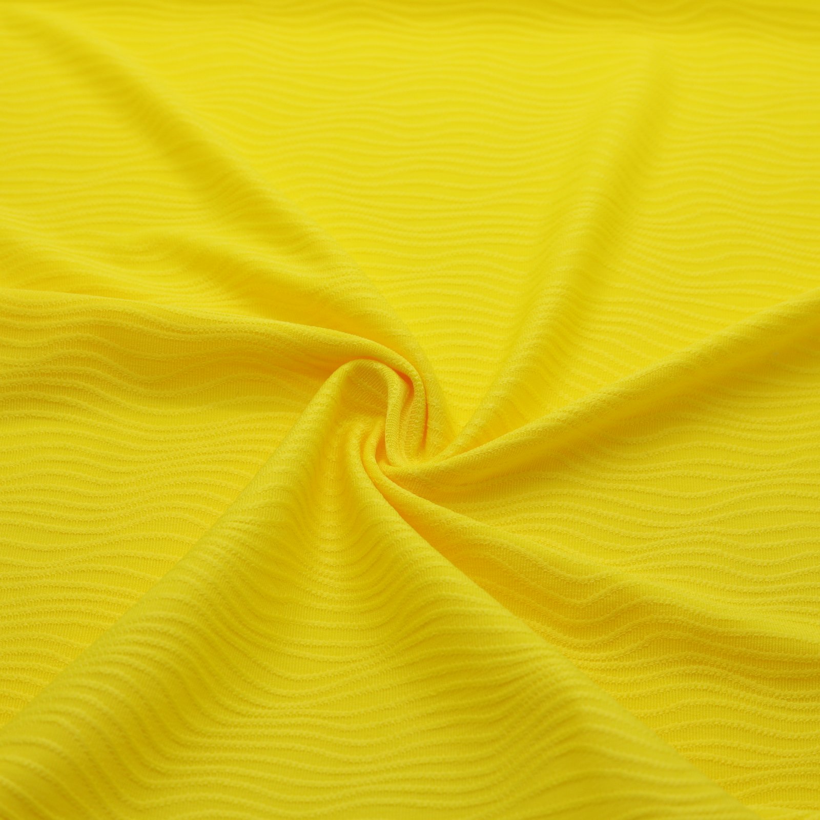 Tissu maille jacquard à rayures ondulées jaunes