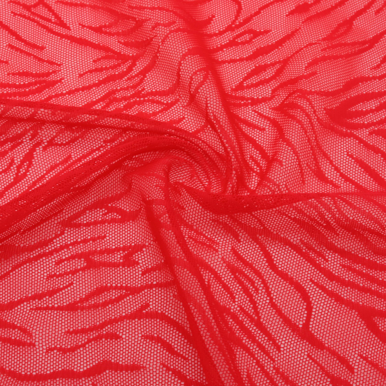 Tissu en jacquard résille rouge nylon élasthanne