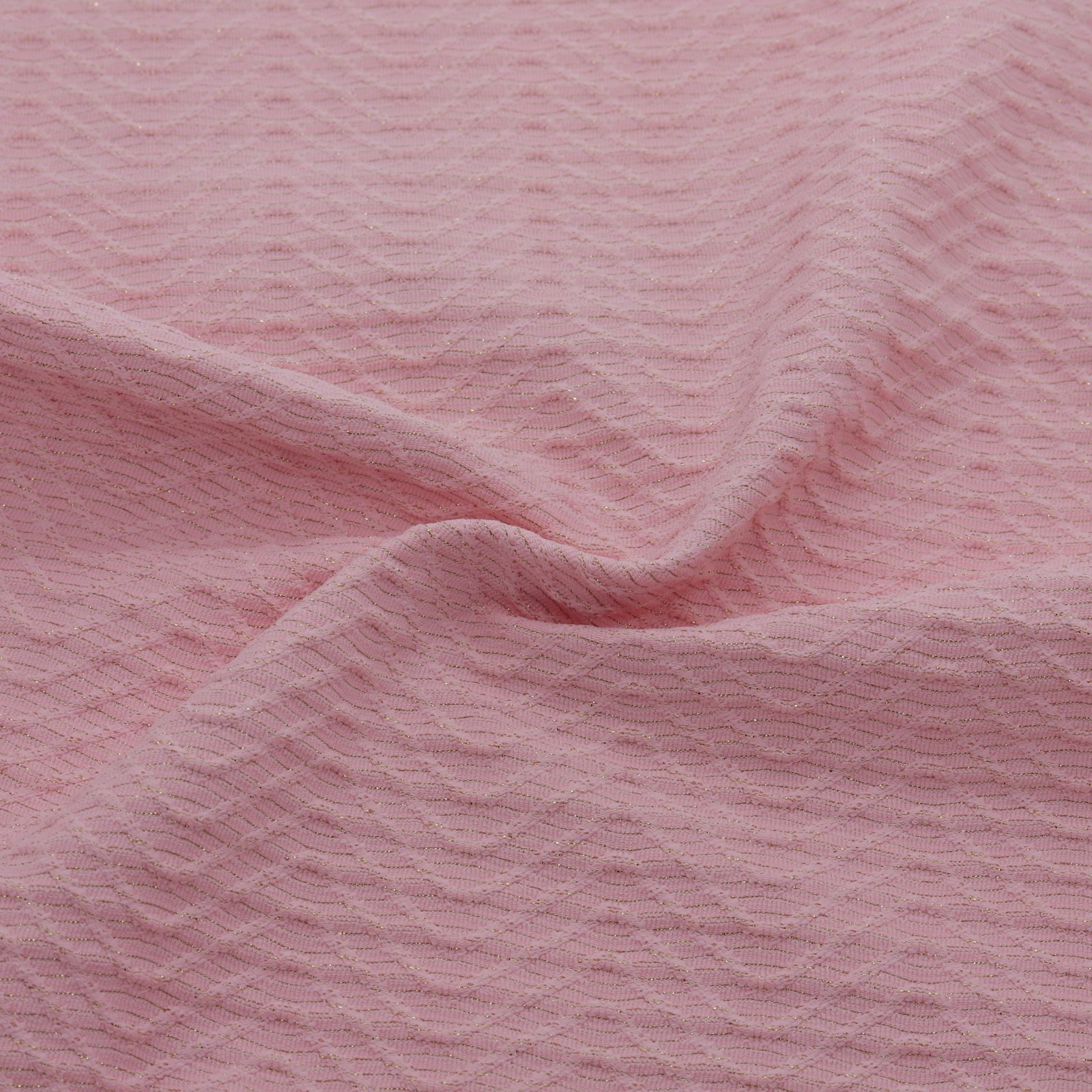 Tissu jacquard rose texturé extensible
