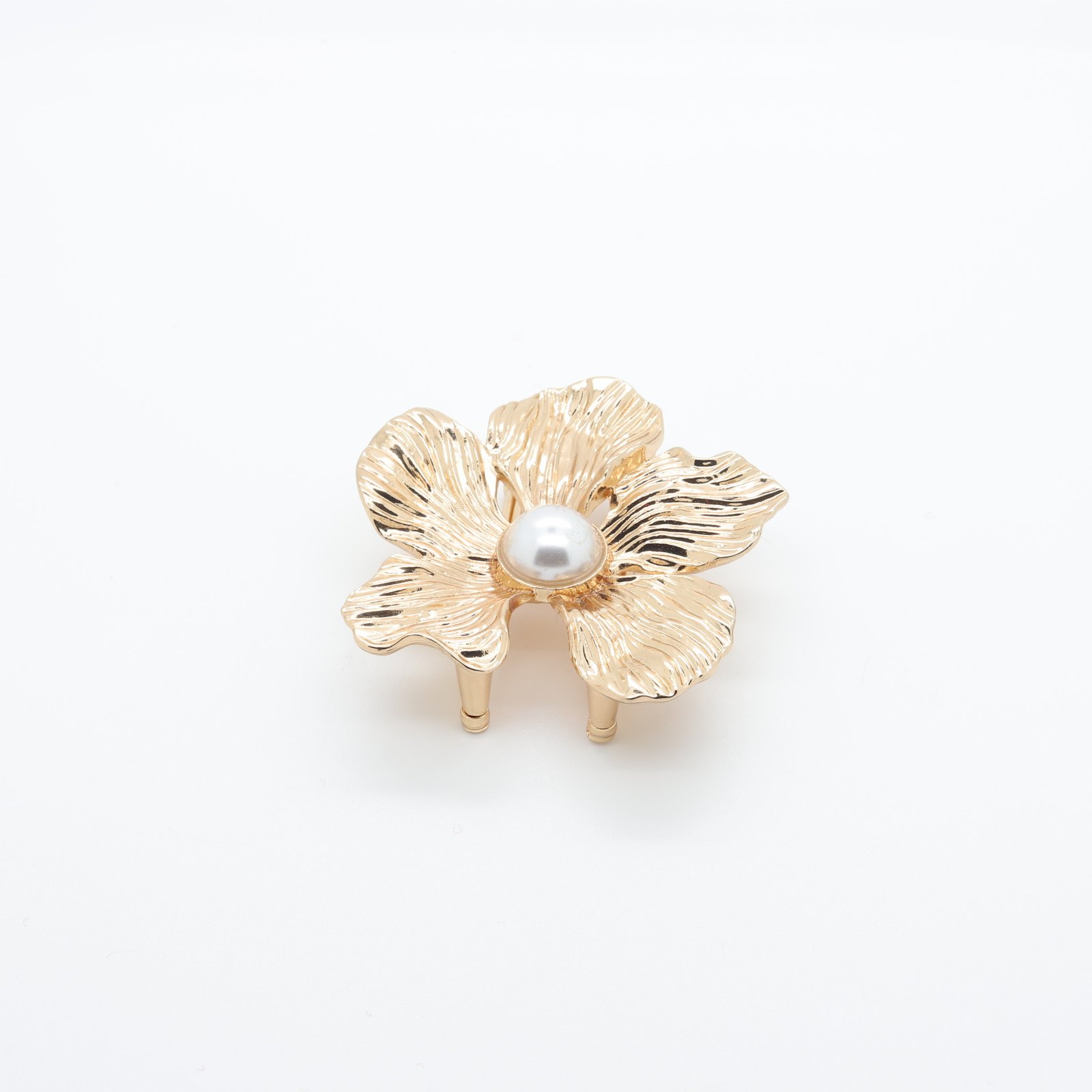 | Broche passant fleur hibiscus en métal doré | D'YRSAN