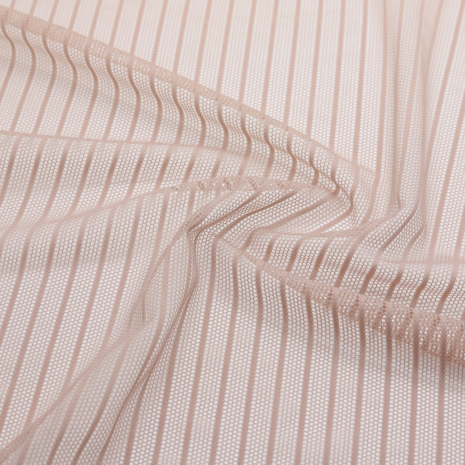 Tissu résille extensible à rayures nude